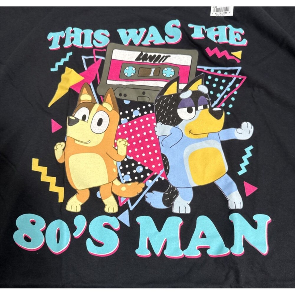 Bluey 80S Man Bandit Black T-Shirt Men’s 3XL Cassette Tape Design Cotton New